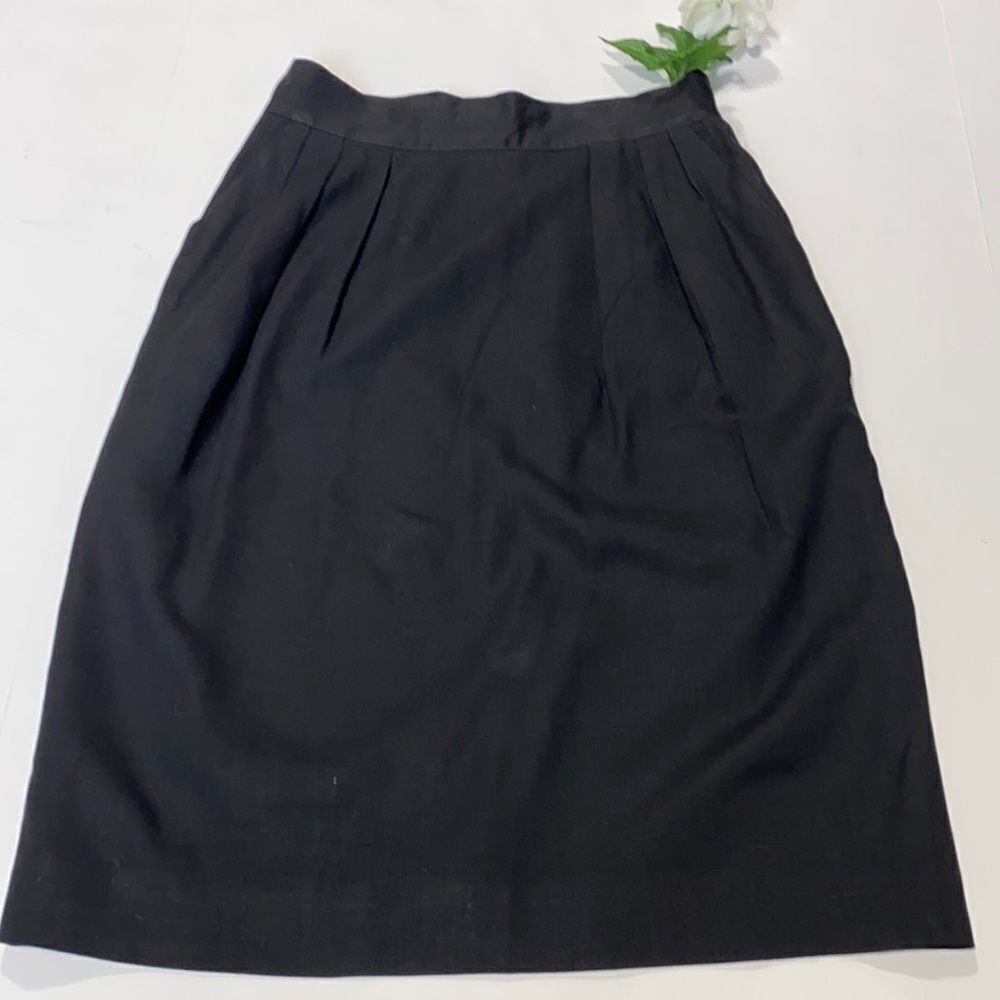 Vintage Black Pleated Pencil Skirt with Pockets 8